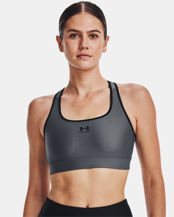Women's HeatGear® Mid Padless Sports Bra in Gray image number 0